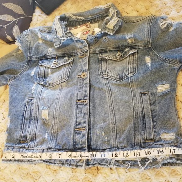 NEW SEXY Premium Monday Distressed Soft Denim Jean Jacket Medium - Picture 9 of 11